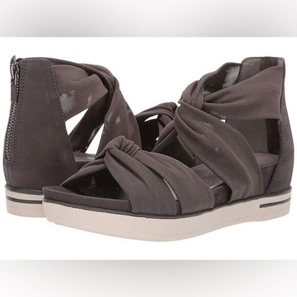 Eileen Fisher Zanya Grey Mesh Strappy Platform Sandals Size 10 - Picture 1 of 6
